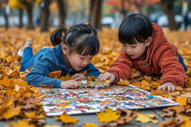 Foto gratuita niños pequeños con autismo jugando juntos