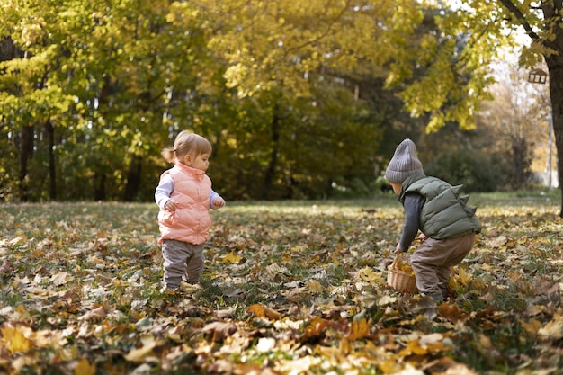 Niños pequeños de tiro completo jugando