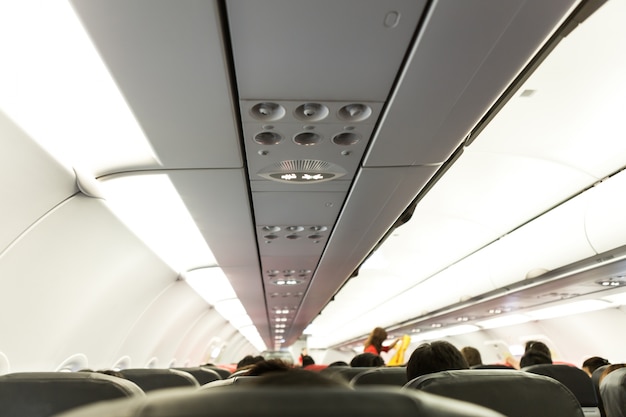 No fumar y uso del cinturón de asiento de la muestra en el avión