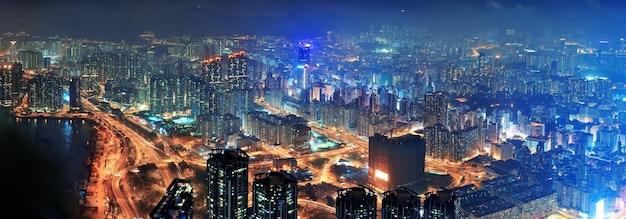 Noche aérea de Hong Kong