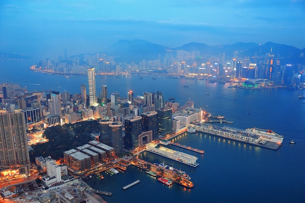 Noche aérea de Hong Kong