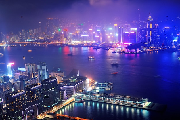 Noche aérea de Hong Kong