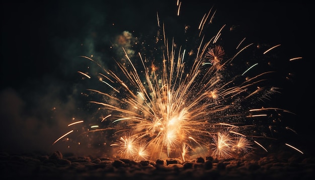 La noche de verano estalla con un vibrante espectáculo de fuegos artificiales generado por IA