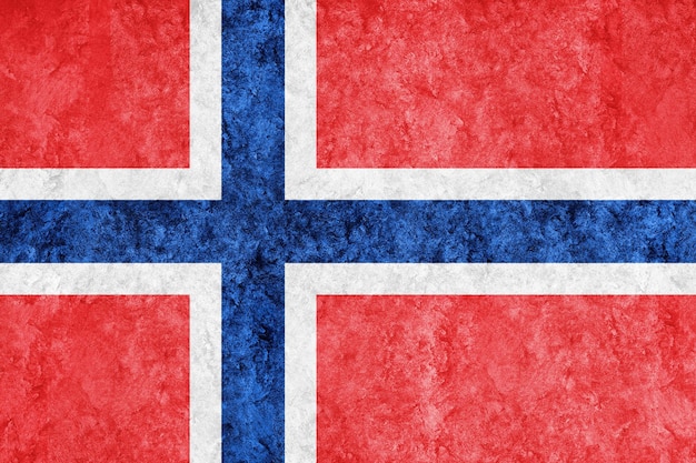 Noruega Bandera metálica, bandera texturizada, bandera grunge