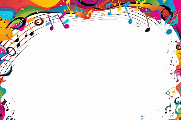 Foto gratuito notas musicales de fondo al estilo de dibujos animados