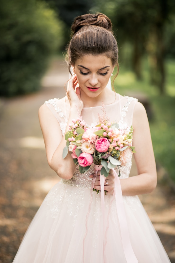 Foto gratuito novia en el día de su boda