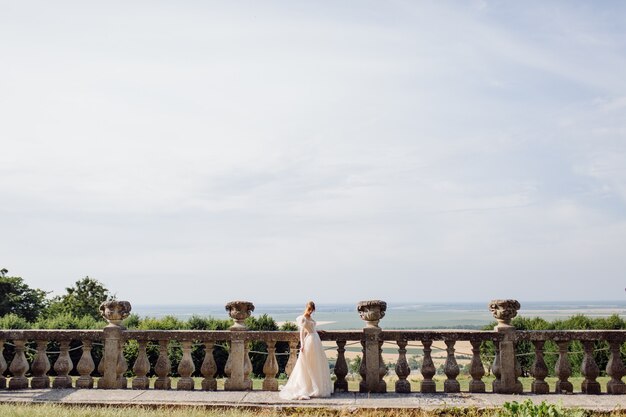 Novia con novia de boda blanca