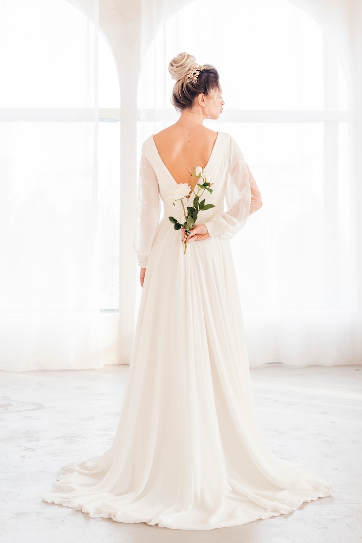 Foto gratuito novia con vestido de boda