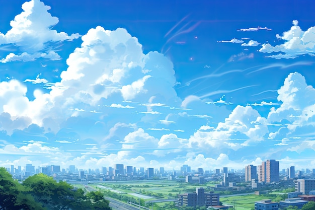 Foto gratuita nubes al estilo del anime