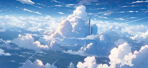 Foto gratuita nubes al estilo del anime