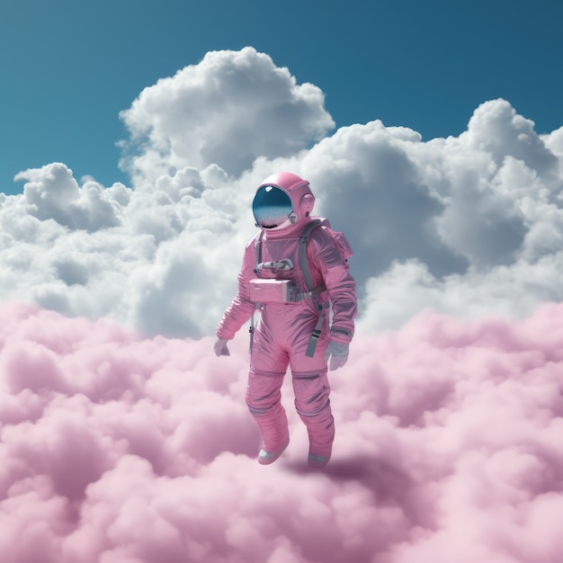 Nubes de estilo fantasía y astronauta