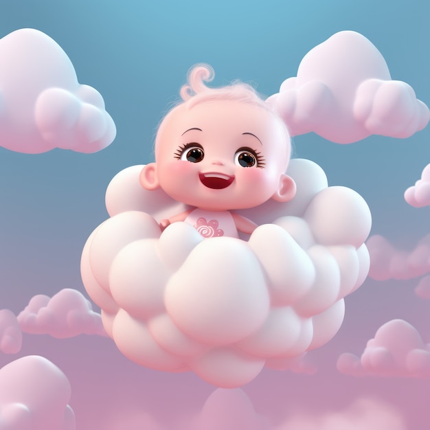 Foto gratuita nubes de estilo fantasía y bebé