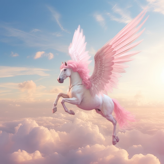 Foto gratuita nubes de estilo fantasía con unicornio