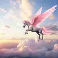 Foto gratuita nubes de estilo fantasía con unicornio