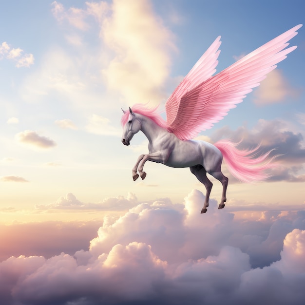 Nubes de estilo fantasía con unicornio