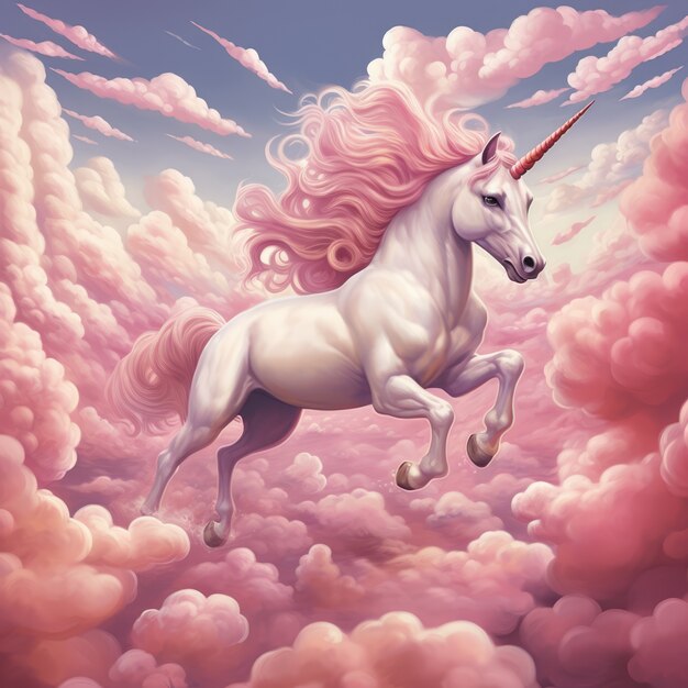 Nubes de estilo fantasía con unicornio