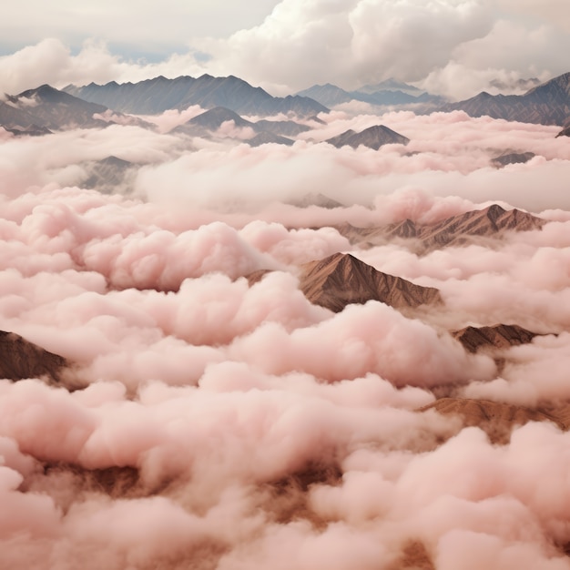 Foto gratuita nubes y montañas de estilo fantasía