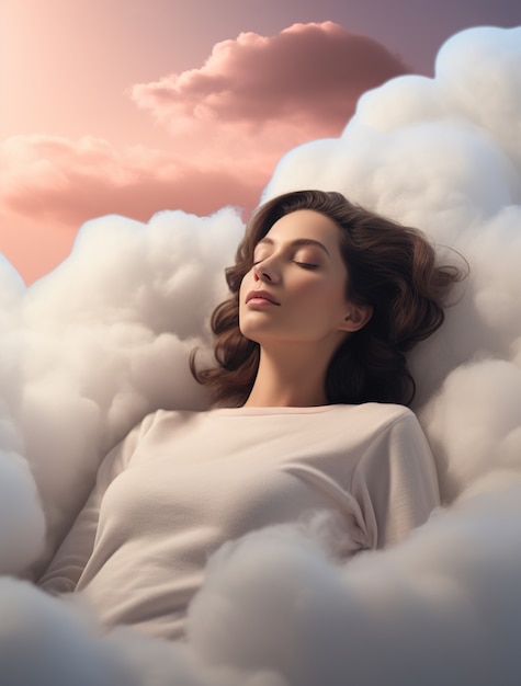 Nubes y mujer de estilo fotorrealista