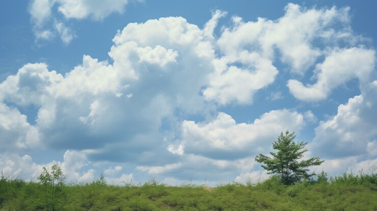 Foto gratuito nubes y prados de estilo fotorrealista