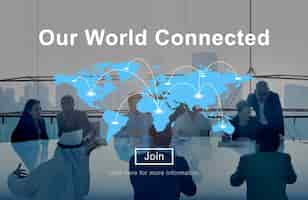 Foto gratuita nuestro concepto de interconexión de redes sociales conectadas a nivel mundial