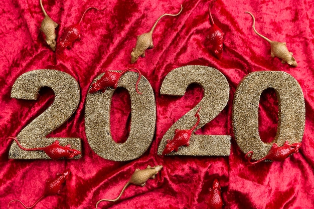Nuevo número del año chino en terciopelo rojo
