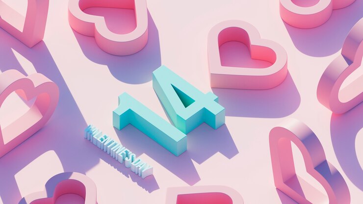 Foto gratuito número 14 para el día de san valentín con corazones en 3d