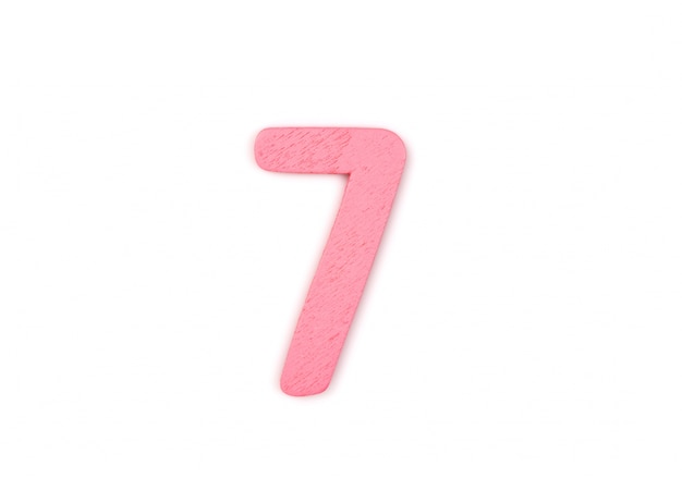 Número 7 rosa hecho de madera
