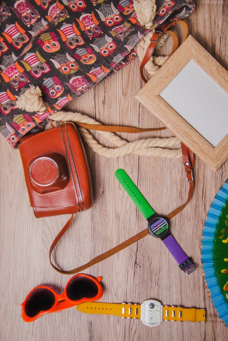 Foto gratuito objetos de viaje de verano