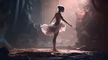 Foto gratuita octane render cineático bailando bailarín de ballet