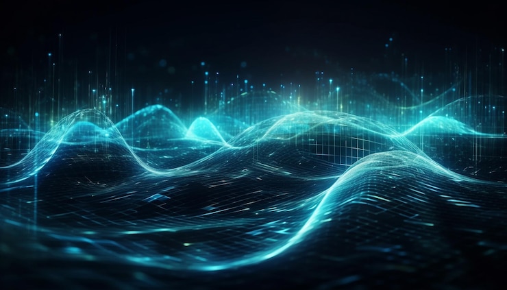 Foto gratuito una ola azul con las palabras "datos"