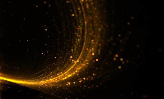 Foto gratuita ola de fondo de luces de sendero de partículas doradas