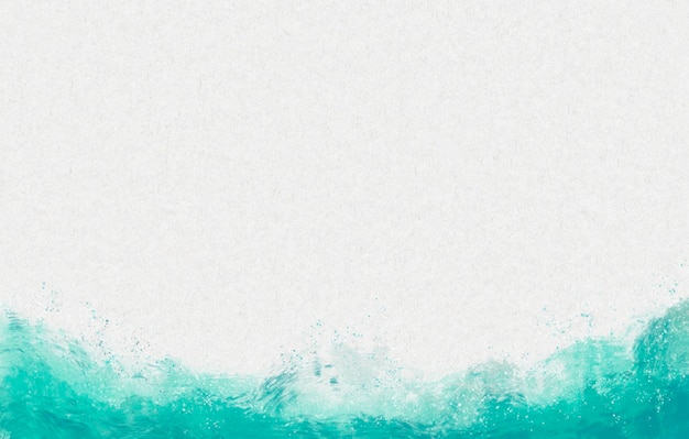 Foto gratuita ola de mar verde acuarela sobre un fondo de lienzo blanco