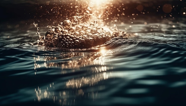 Foto gratuita las olas del atardecer se reflejan en el agua tranquila en armonía generada por ia