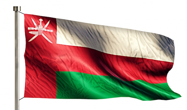 Oman Bandera Nacional aislado 3D Fondo blanco