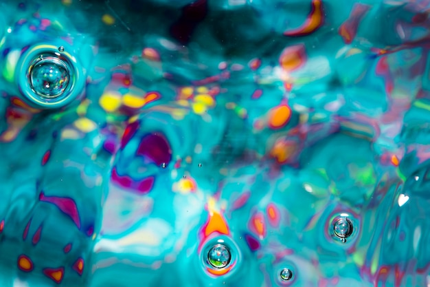 Ondas de agua y burbujas coloridas salpicaduras planas