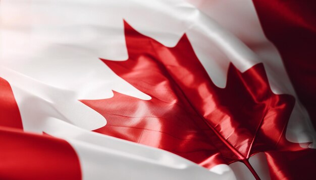 Ondeando la bandera canadiense símbolo de patriotismo y libertad generado por AI