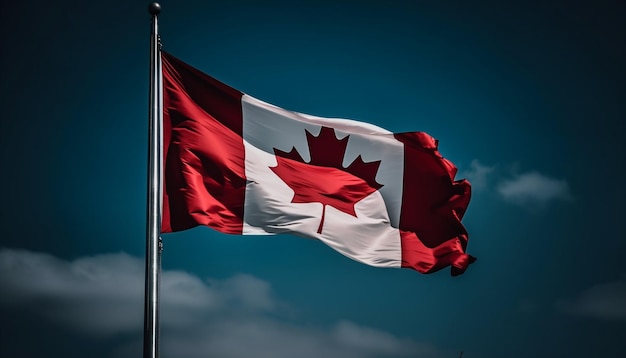 Foto gratuita ondear la bandera canadiense simboliza orgullo y patriotismo ia generativa