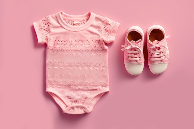 Foto gratuita onesie de bebé rosa sobre fondo rosa