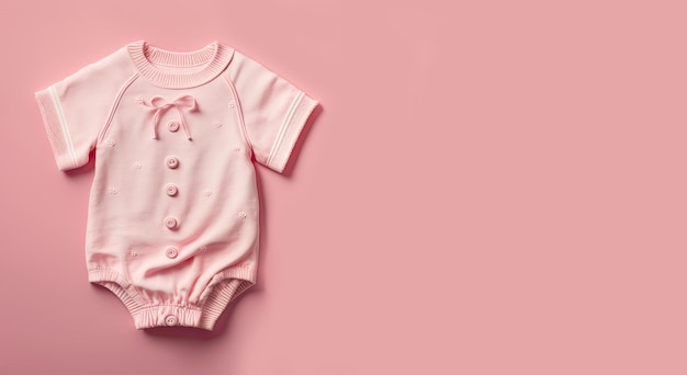 Onesie de bebé rosa sobre fondo rosa