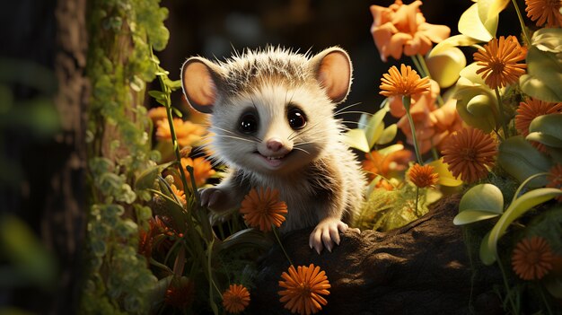 Oposmón lindo en la naturaleza