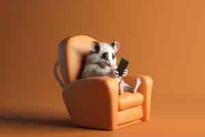 Foto gratuita opossum linda en el sillón