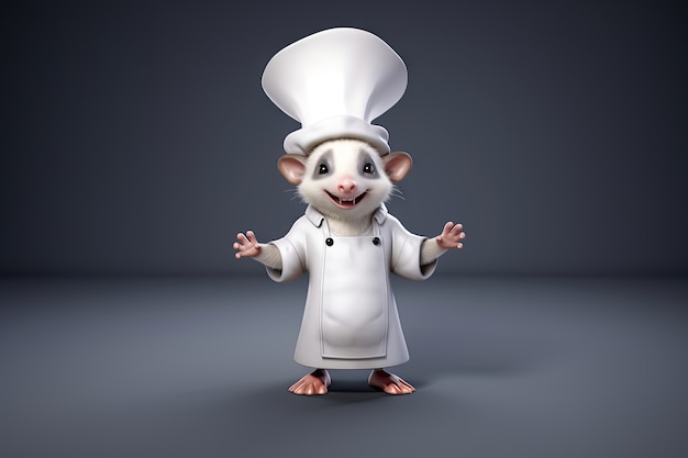 Foto gratuita una opossum linda con traje de cocinero.