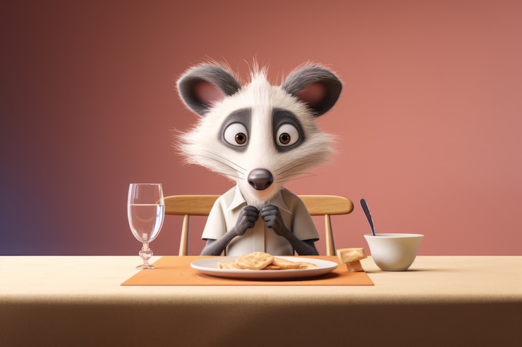 Foto gratuito opossum lindo con comida