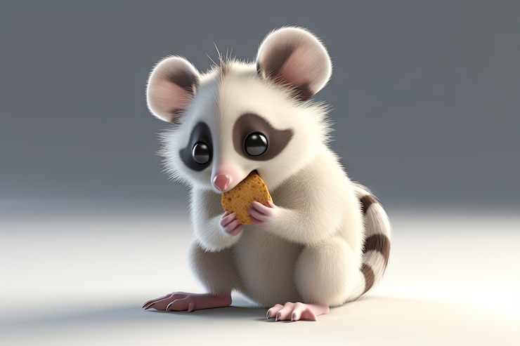 Foto gratuito opossum lindo con comida