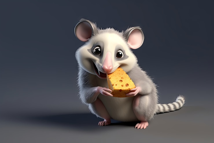 Foto gratuito opossum lindo con comida