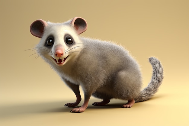 Foto gratuita un opossum lindo en el estudio