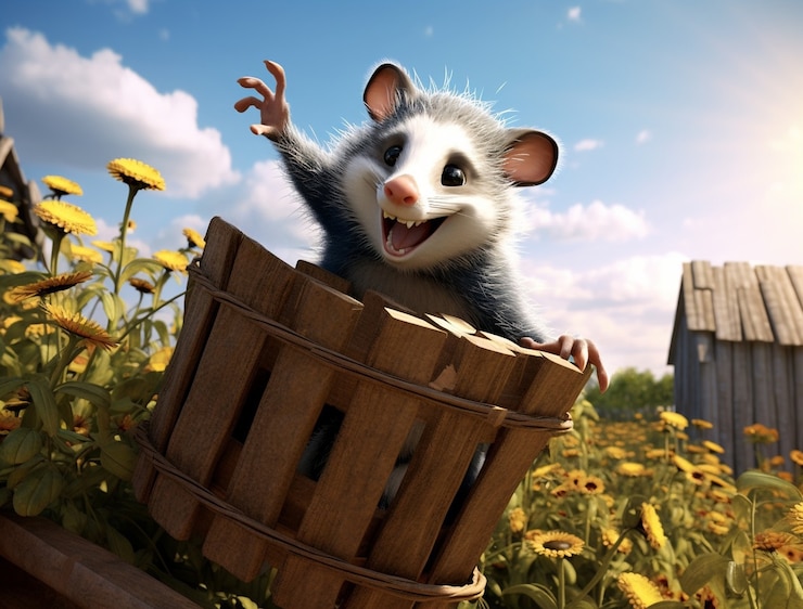 Foto gratuito opossum lindo en la naturaleza