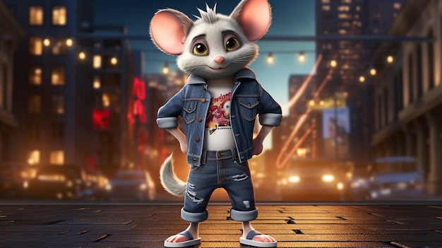 Foto gratuita un opossum lindo con ropa