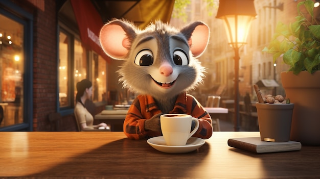 Foto gratuita un opossum lindo con ropa