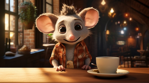 Foto gratuita un opossum lindo con ropa